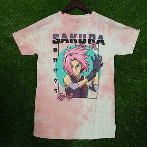 Naruto, Shippuden, Sakura, Anime Graphic Tie-dye T-shirt size Small